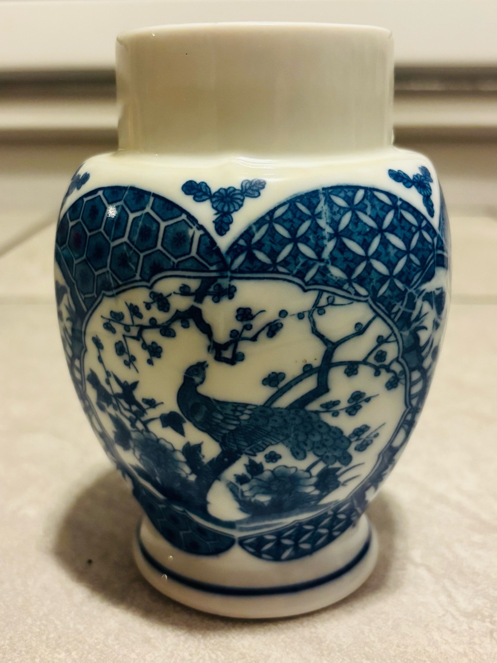 Vintage Blue and White Japanese Imari Porcelain Candle Stand